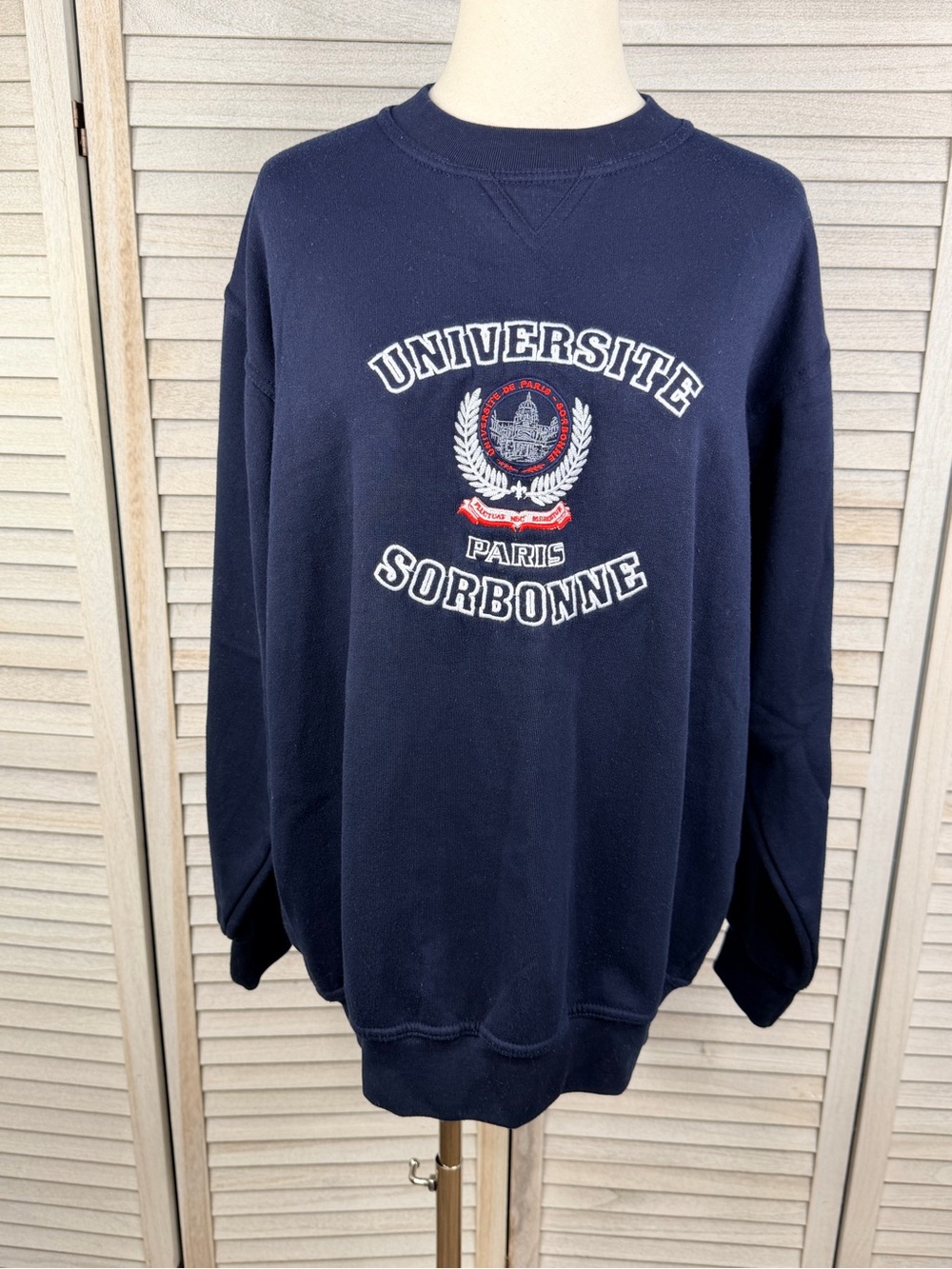 RL CASUAL WEAR Embroidered Universite Sorbonne Paris Crewneck Sweatshirt Navy-L
